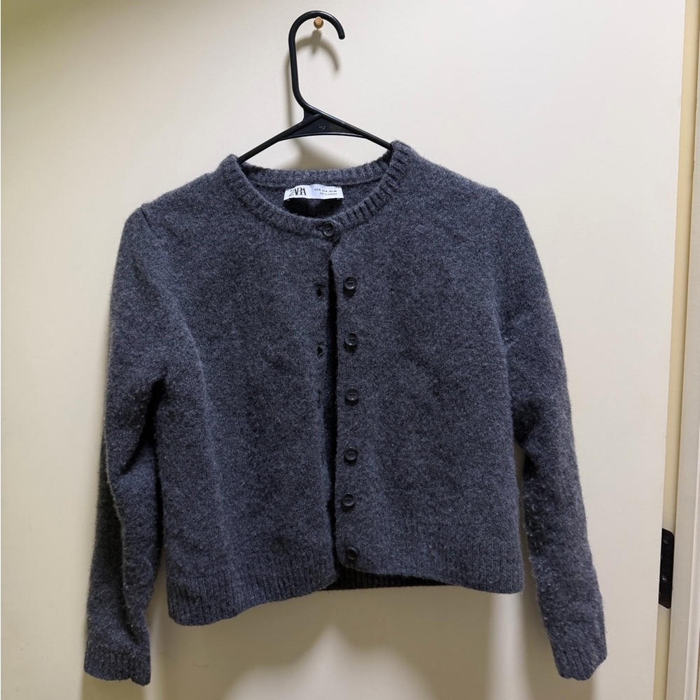 Zara Charcoal Button-Up Cardigan